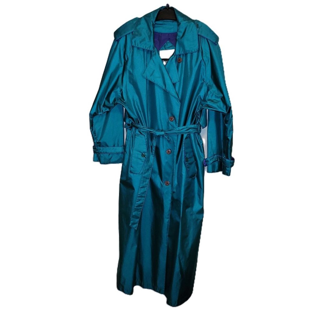 Teal Skinky Trench Coat Fleet Street for Women Size 12